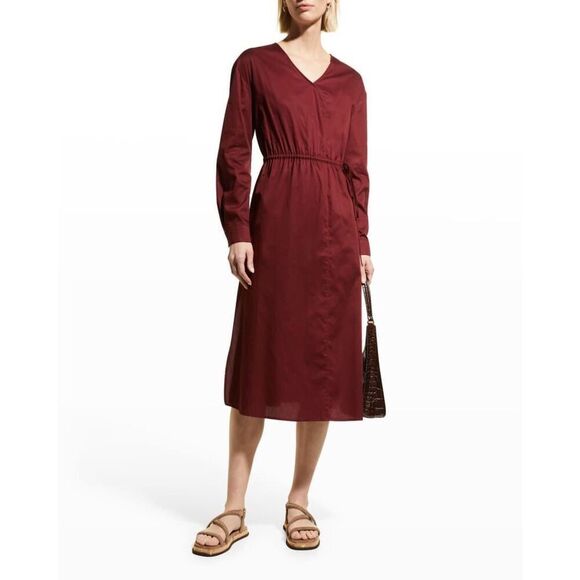 NWT Nordstrom Harshman Belinda A-Line Midi Burgundy Holiday Fall Dress Large - Picture 1 of 14